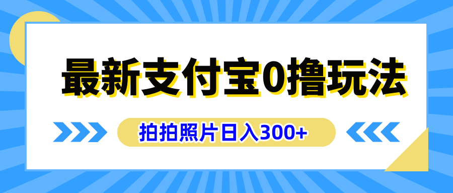 最新支付宝0撸玩法，拍照轻松赚收益，日入300+有手机就能做-小小小弦