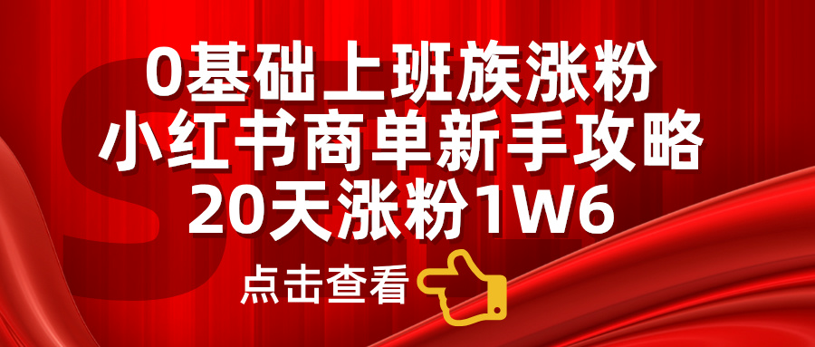 0基础上班族涨粉，小红书商单新手攻略，20天涨粉1.6w-小小小弦