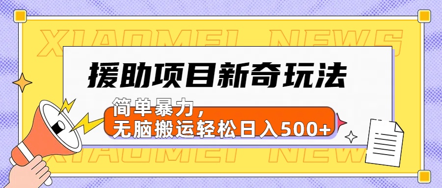 【日入500很简单】援助项目新奇玩法，简单暴力，无脑搬运轻松日入500+-小小小弦