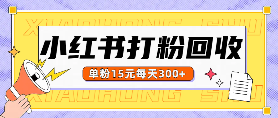 小红书打粉，单粉15元回收每天300+-小小小弦