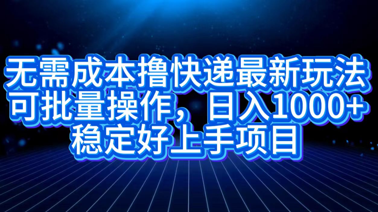 无需成本撸快递最新玩法,可批量操作，日入1000+，稳定好上手项目-小小小弦