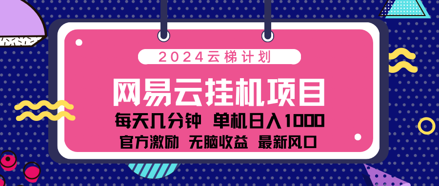 2024网易云云挂g项目！日入1000无脑收益！-小小小弦