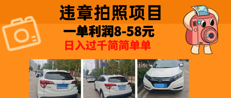 最强副业违章拍照，一单利润8-58元，全国大小城市都可做-小小小弦