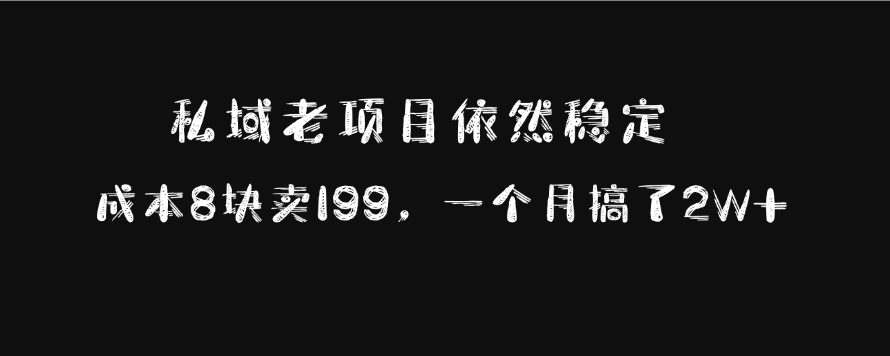 私域老项目依然稳定，成本8块卖199，一个月搞了2W+-小小小弦