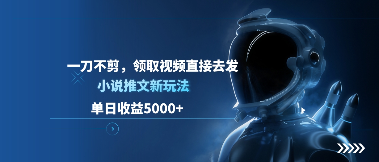 单日收益5000+，小说推文新玩法，一刀不剪，领取视频直接去发-小小小弦