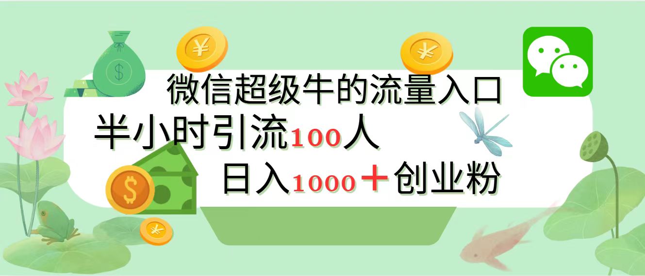 新的引流变现阵地，微信超级牛的流量入口，半小时引流100人，日入1000+创业粉-小小小弦