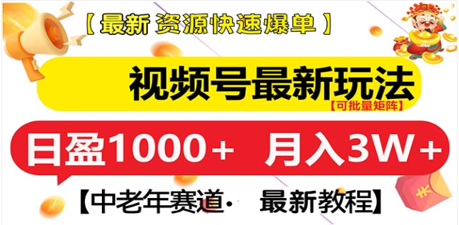 视频号独家玩法，老年养生赛道，无脑搬运爆款视频，日入1000+-小小小弦