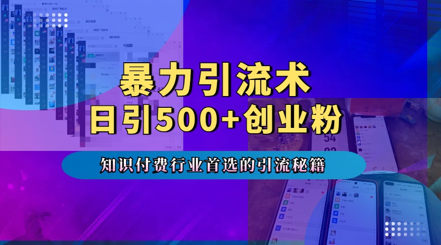 暴力引流术，专业知识付费行业首选的引流秘籍，一天暴流500+创业粉，五个手机流量接不完！-小小小弦