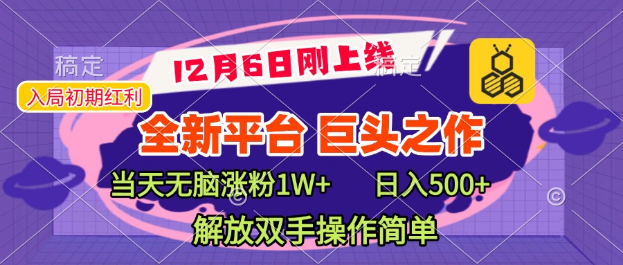 全新引流平台，巨头之作，当天无脑涨粉1W+，日入现500+，解放双手操作简单-小小小弦