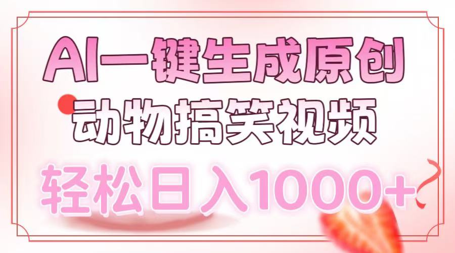 AI一键生成原创动物搞笑视频，轻松日入1000+-小小小弦