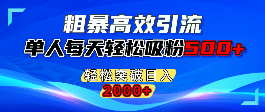 粗暴高效引流,单人每天轻松吸粉500+,轻松突破日入2000+-小小小弦